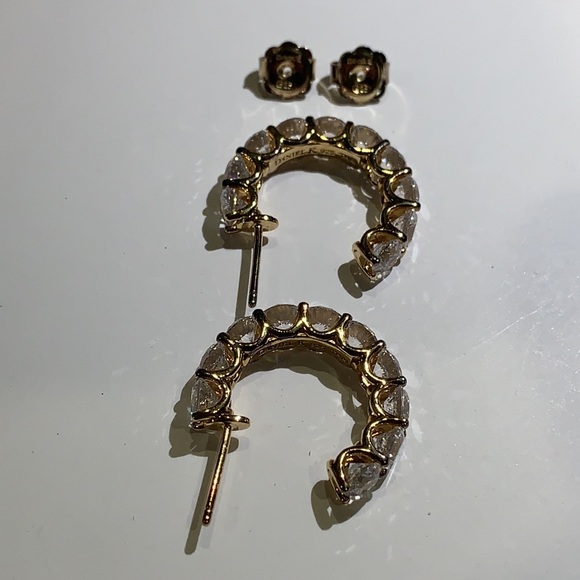 Uternity Hoop Earrings Sterling Silver 925 14K YG - Picture 6 of 12